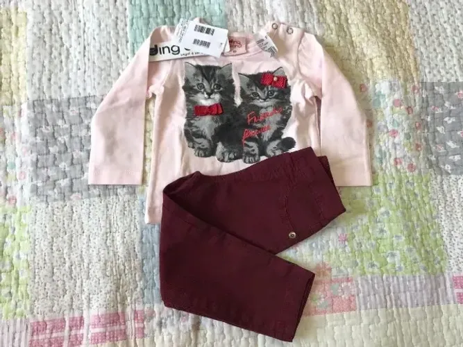 Conjunto Infantil Bebê Blusa Manga Longa e Calça - Tam. M