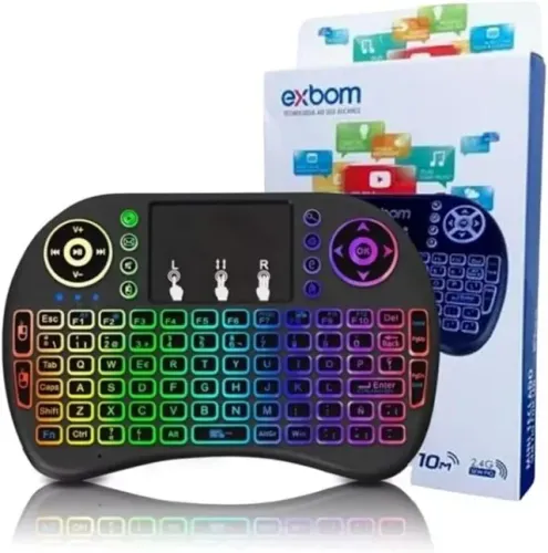 MINI TECLADO CONTROLE SEM FIO PARA SMART TV TV BOX PC ILUMINADO