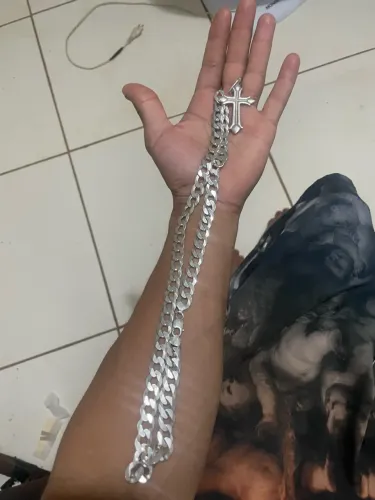 Corrente de Prata 925 com Pingente cruz