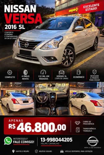 Nissan Versa SL 1.6 16V Flexstart 4P Mec. 2016