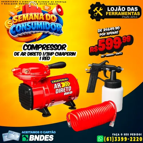 Compressor de Ar Direto 1/3Hp Chiaperini Red