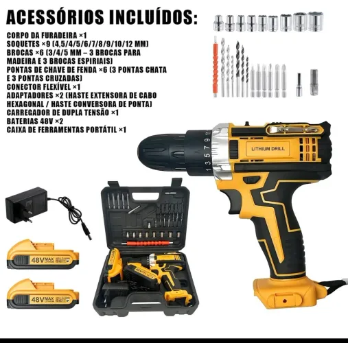 Parafusadeira 48V duas baterias