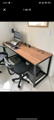 Mesa estilo industrial Escritório Home office sala gamer 