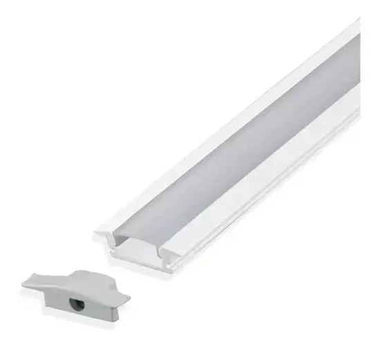 Perfil De Led Embutir Branco Slim 2 Metros Largura 17mm P/ Fita Led