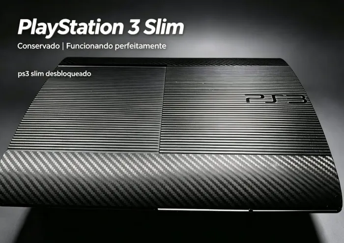 Playstation 3 Slim desbloqueado 2 controles, conservado e funcionando perfeitamente