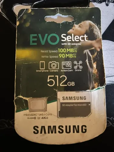 CARTÃO SD 512GB SAMSUNG EVO PLUS ORIGINAL NUNCA USADO.