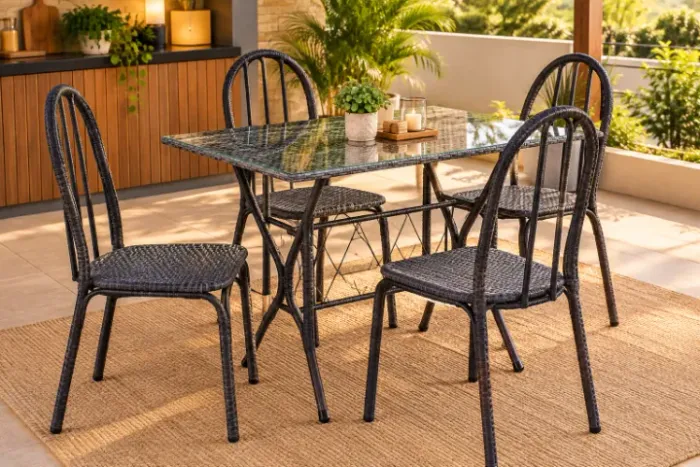 Conjunto de Mesa Bruna com 4 Cadeiras 110x60cm (NOVO A PRONTA ENTREGA)