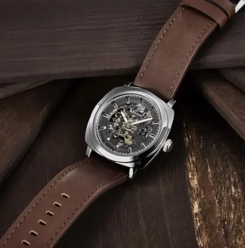 Relógio Benyar Skeeleton - 44mm - Automatico - pulseira de couro - Novo