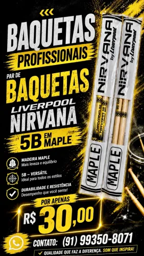 PAR DE BAQUETAS LIVERPOOL 5B EM MAPLE