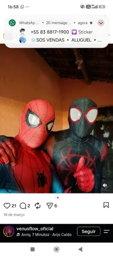 Personagem vivo homem aranha animação e recreação