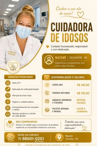 Cuidadora de Idosos e Acompanhante Hospitalar 