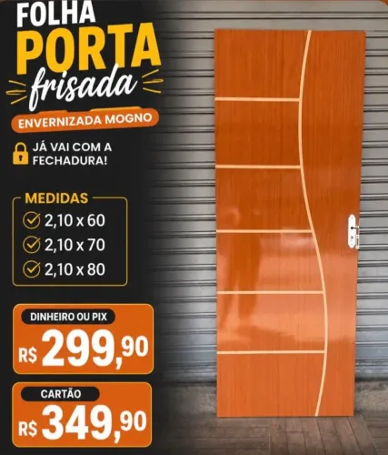 Folha de porta de madeira com Fechadura