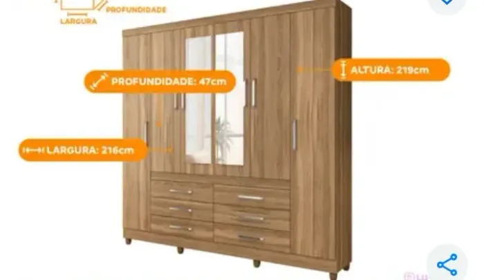 Guarda-roupa seis portas e seis gavetas