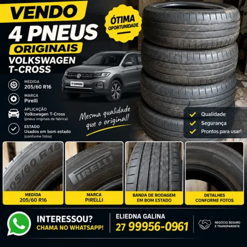 ? 4 Pneus Pirelli Originais VW T-Cross 205/60 R16