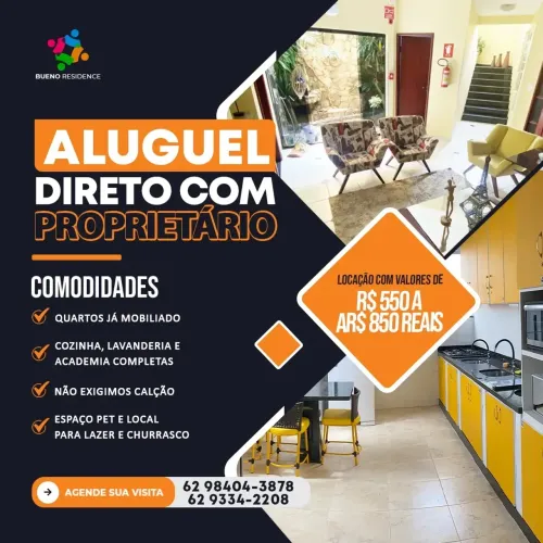 Locação de kitnet mobiliada no Setor Bueno - Goiânia - GO