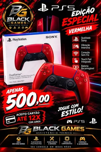 Controle ps5 vermelho com hall effect