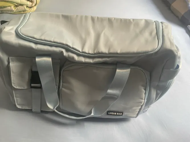Bolsa de viagem grande várias repartições na cor azul claro