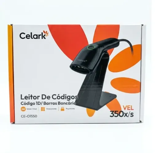 Leitor de Código Barras com Fio + Suporte CE-O1550 - Celark