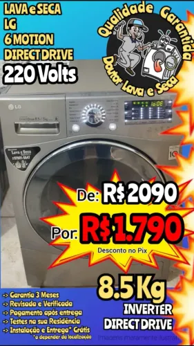 MAQUINA LAVA E SECA LG 220 VOLTS INOX LOOK Entrega Grátis*! Garantia!