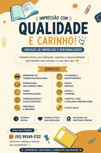 SERVIÇOS DE IMPRESSÃO E TRABALHOS ESCOLARES