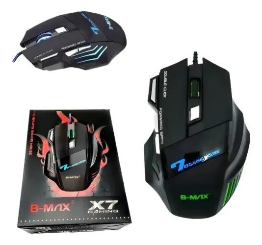 Mouse Gamer B-Max X7 com Fio 7 Botões DPI Ajustável LED Óptico USB