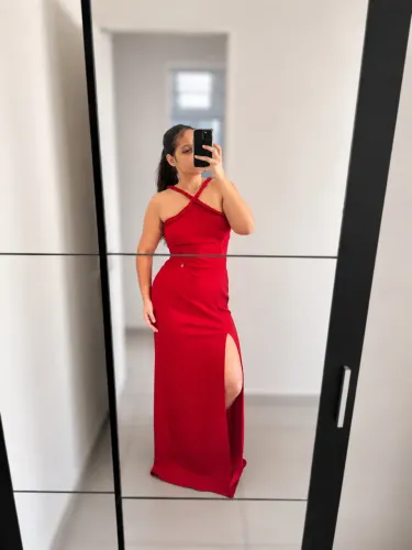 Vestido de Festa Longo Vermelho com Fenda