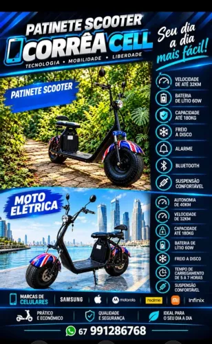 SCOOTER ELÉTRICA 1000W NOVA COM GARANTIA DA NOSSA LOJA