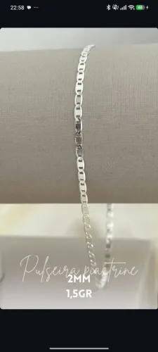 Pulseira Peastrine 2mm 1,5g (Prata 925)