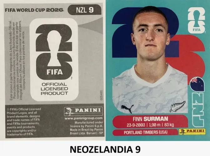 Figurinha copa do mundo 2026 - Neozelandia 9 ( Finn Surman)