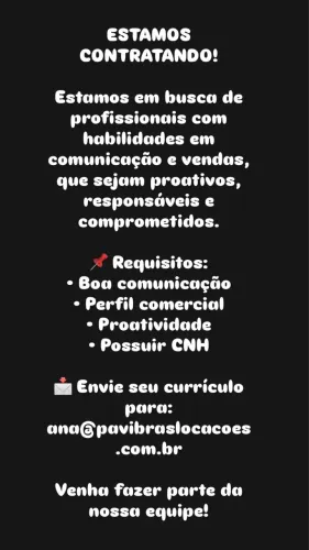 Vaga para setor vendas e operacional