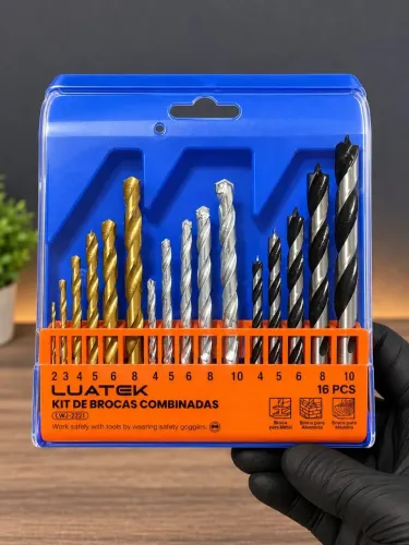 Kit Jogo de Brocas 16 Peças (Metal, Madeira e Concreto) - Novo e Lacrado 