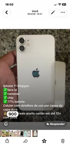 Iphone 11 branco 64 g