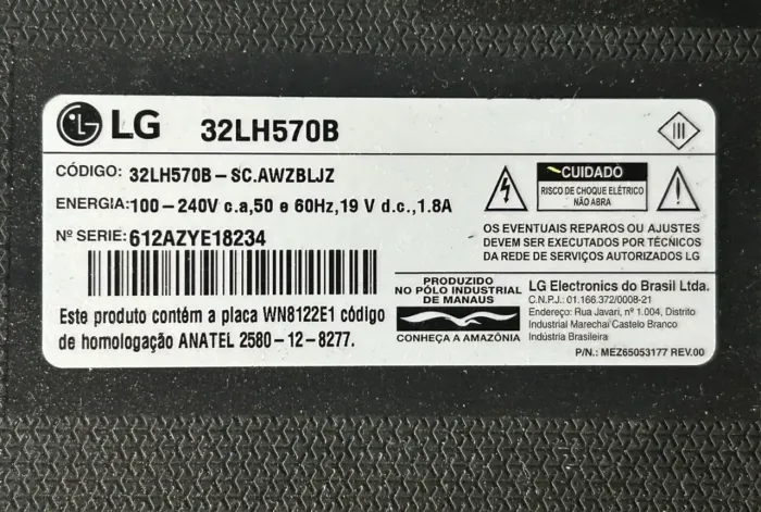 Smart TV 32 Pol LG (com defeito na tela)