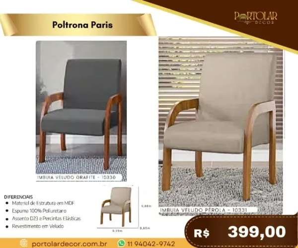 Poltrona Paris, a pronta entrega