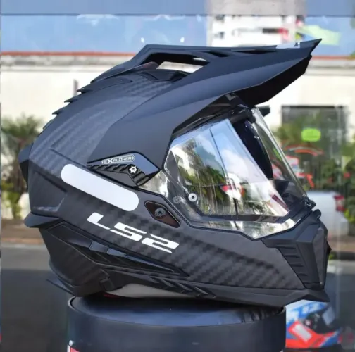Capacete LS2 Explorer Carbono MX701 Preto Fosco Big Trail - Tamanho 62
