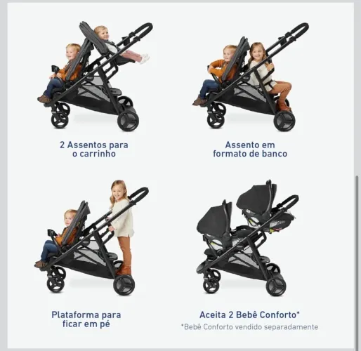 Graco Carrinho de Bebê Gêmeos Passeio Ready2Grow LX 2.0 CZ 
