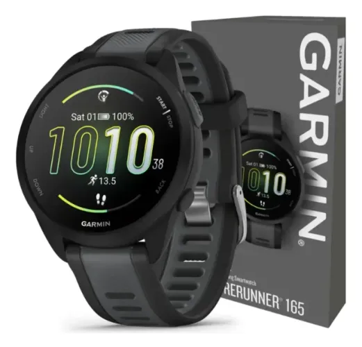 Relógio Garmin Forerunner 165 43mm Preto Mesh Cinza