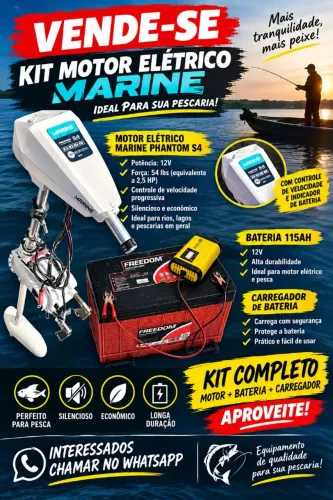 Kit motor elétrico para pescaria