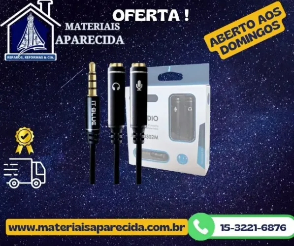 Cabo Audio Adaptador P3 macho p/ 2 P2 Femea 0302M