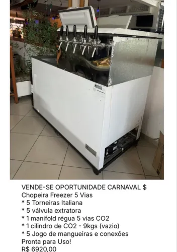 VENDE-SE OPORTUNIDADE $ Chopeira Freezer 5 Vias