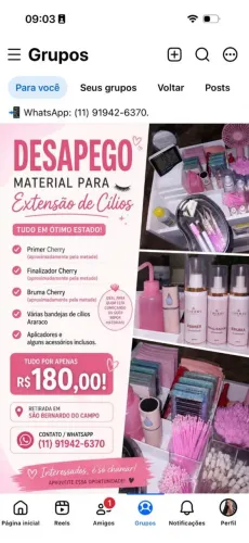 Material de extensão de cílios