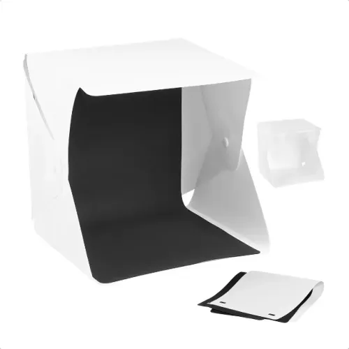 Mini Estúdio Fotográfico para produtos com led embutido + 2 opções de fundo