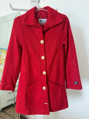 Casaco Sobretudo Lã Batida Vermelho P