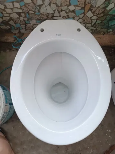Vaso sanitário simples branco, sem trincos ou vazamentos