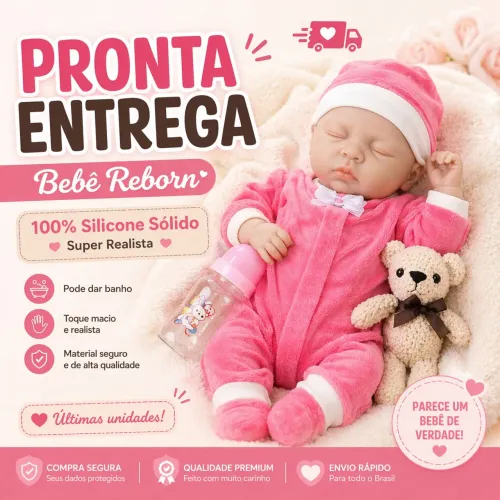 Bebê Reborn 100% Silicone Sólido Super Realista Pronta Entrega + Kit