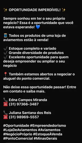 Vende loja de aviamento