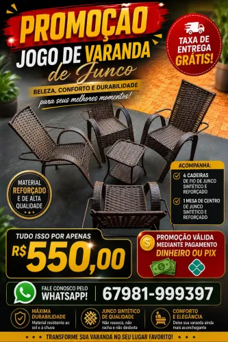 Jogo de varanda de junco 