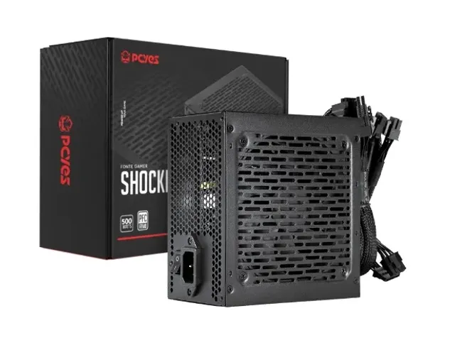 Fonte Gamer 500W 80 Plus PcYes ATX Bivolt Shocker Novo Loja Coimbra Computadores