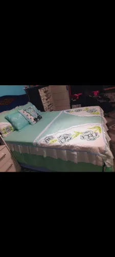 Conjunto de Colcha de casal artesã bordada