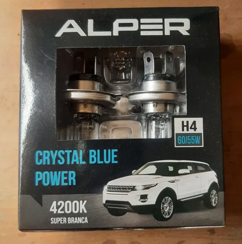 Par de lâmpadas automotivas halógenas Alper Crystal Blue Power H4 60/55W 4200K
